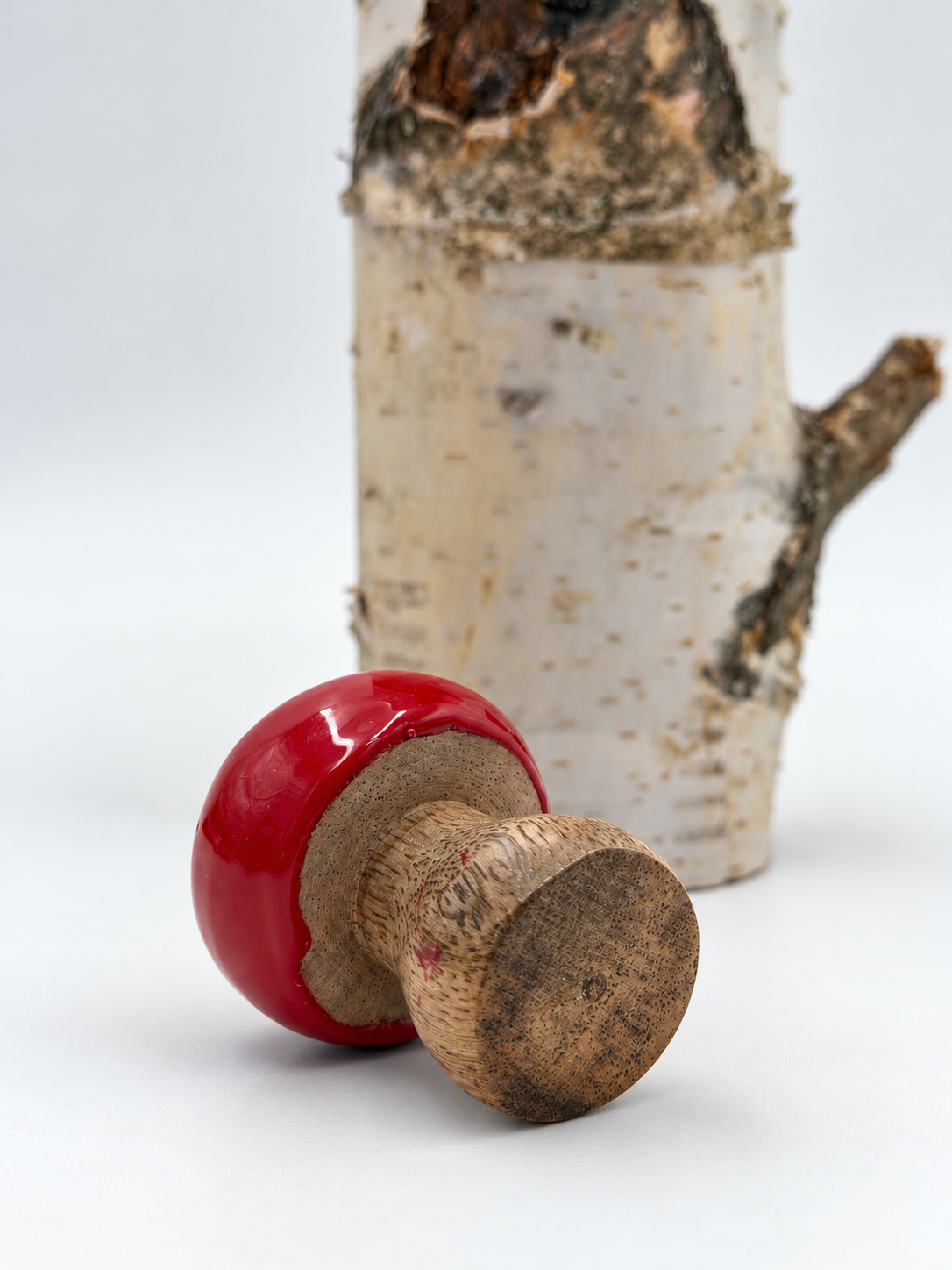Mini Deko-Pilz aus Mangoholz Rot/Natur 5 cm