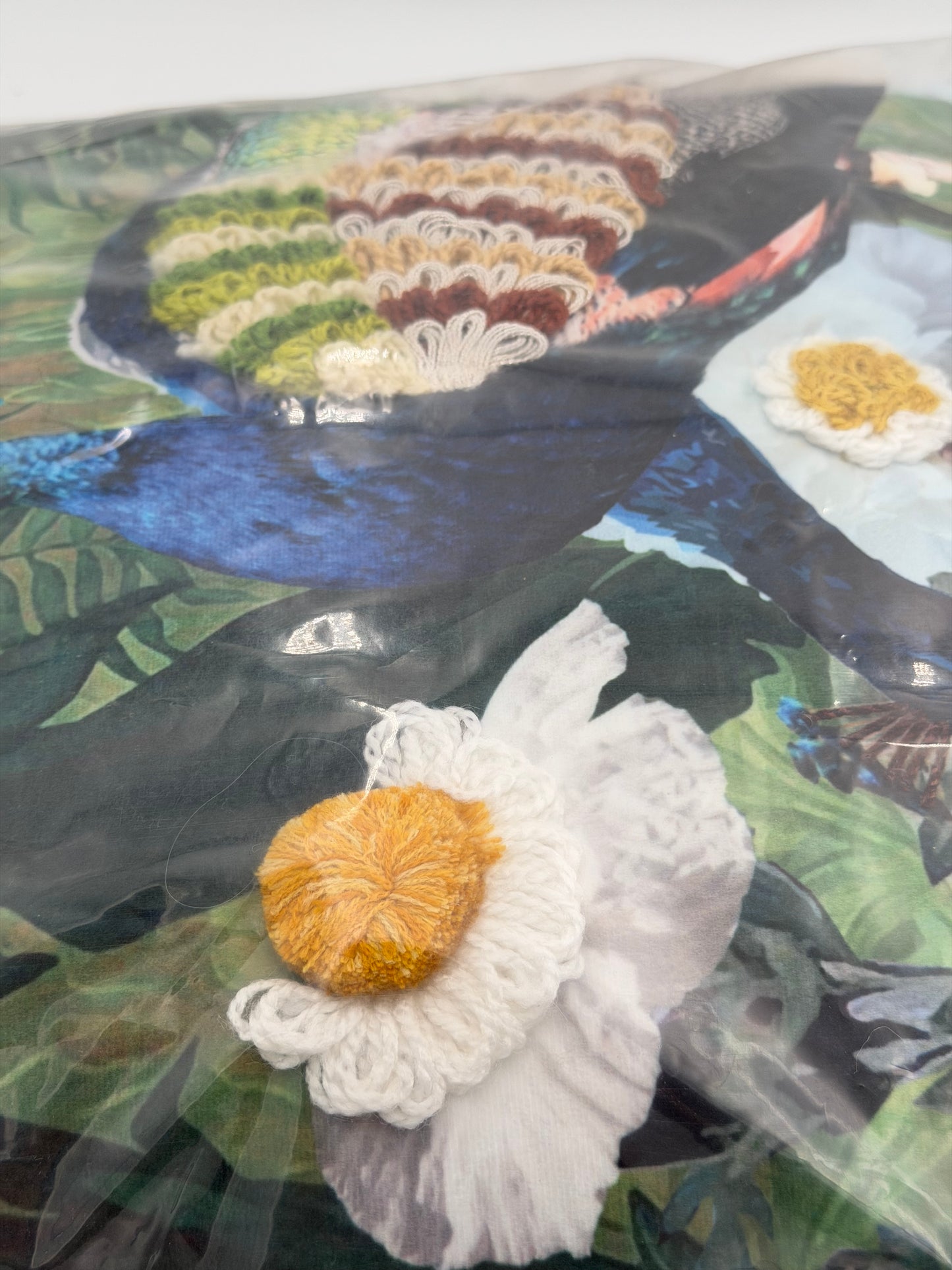 Mars & More Dekokissen Vogel Pfau dunkeblau dunkelgrün