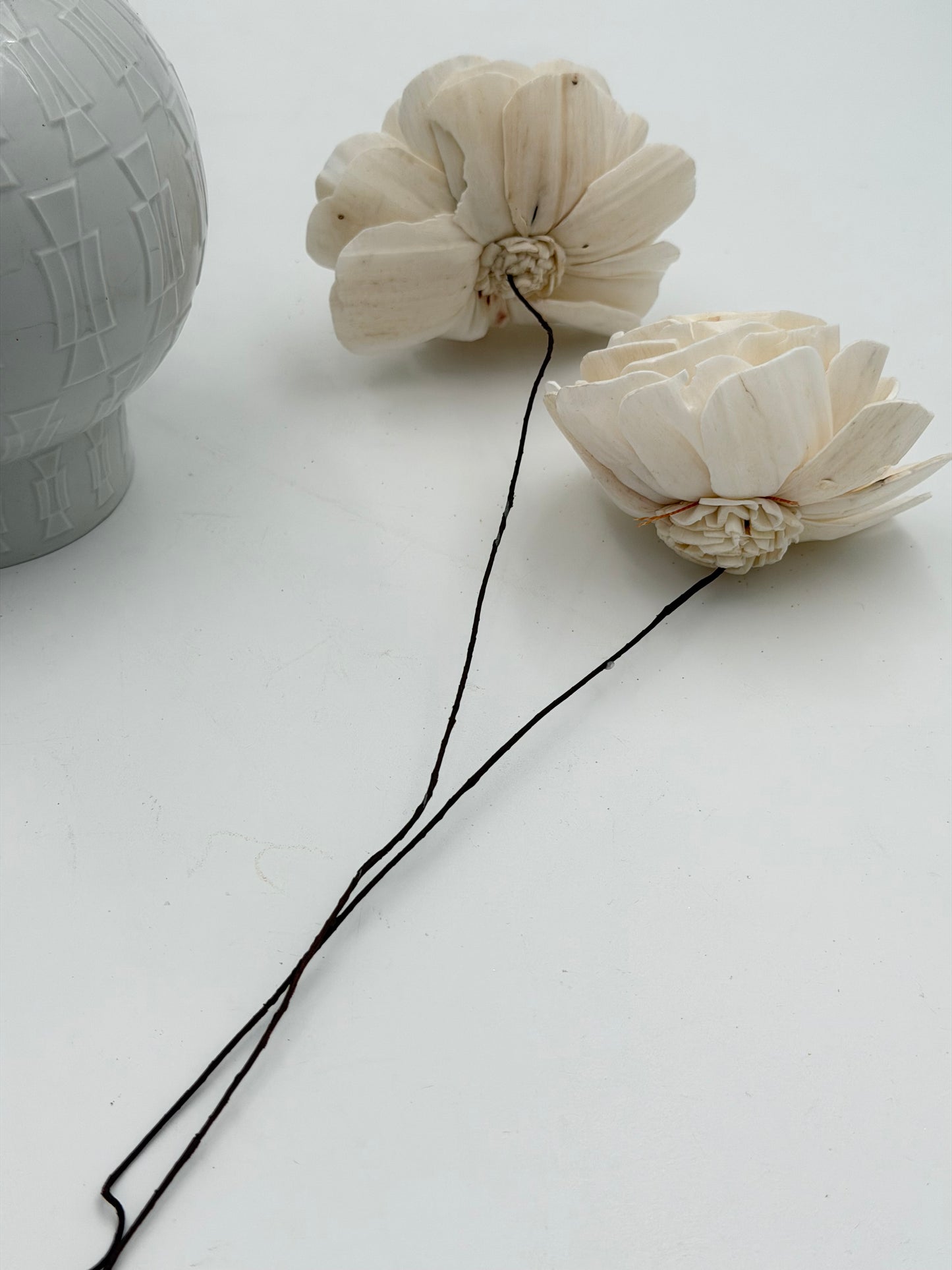 Blüte Sola (10 cm) am Draht Natur 2 Stück