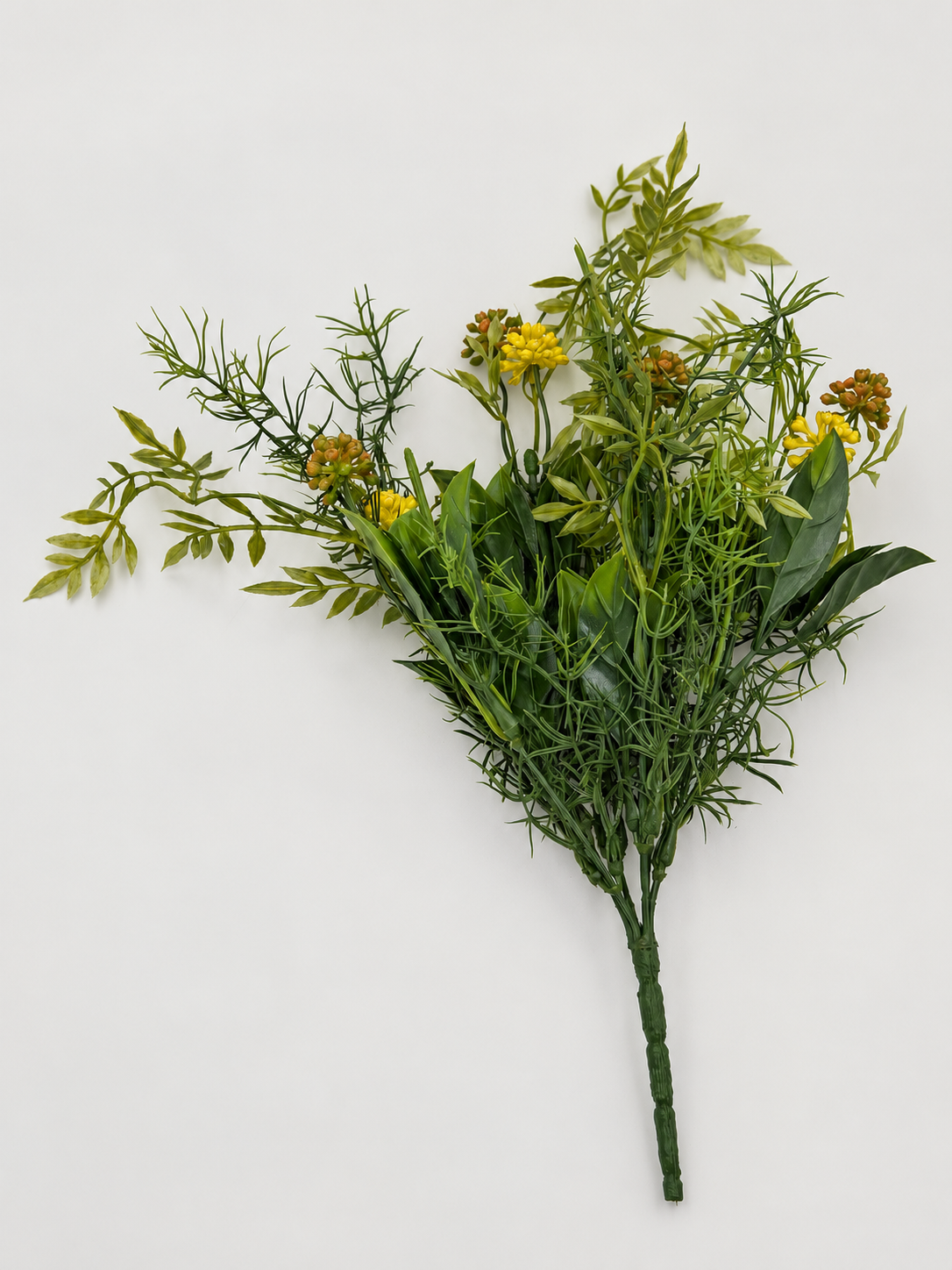 Künstlicher Blätterbusch mit Blüten 35 cm Grün-Gelb
