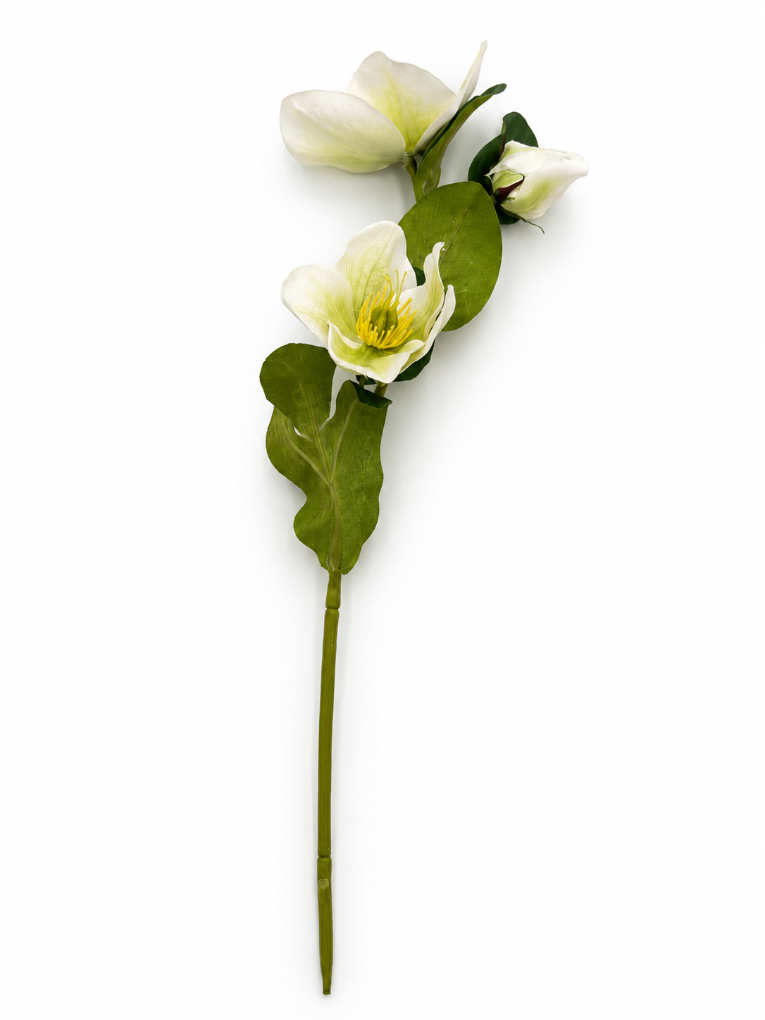 Künstliche Christrose Creme 2 Blüten & 1 Knospe 35 cm