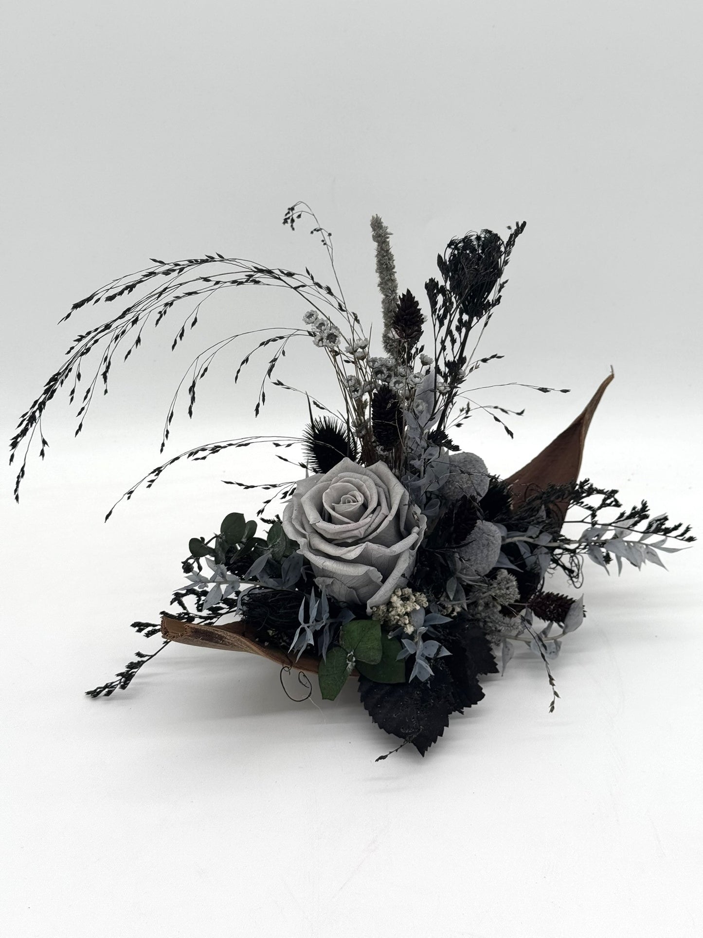 Schiffchen mit Infinity Rose schwarz grau