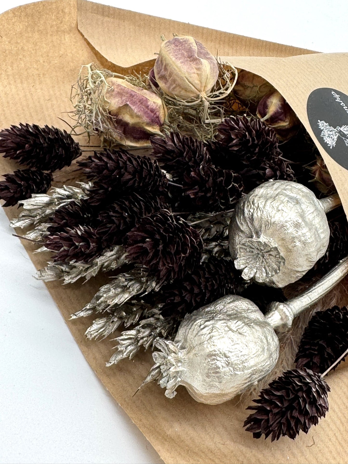 Trockenbund klein braun natur silber