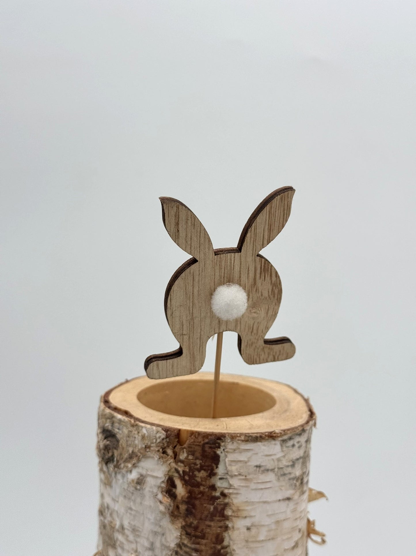 Dekostecker Hase Holz Bommel 1 Stück