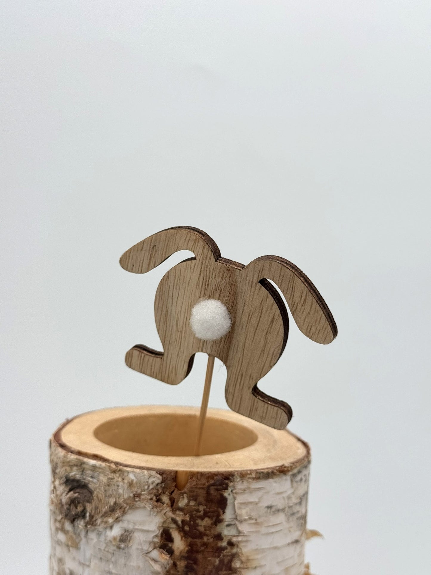 Dekostecker Hase Holz Bommel 1 Stück
