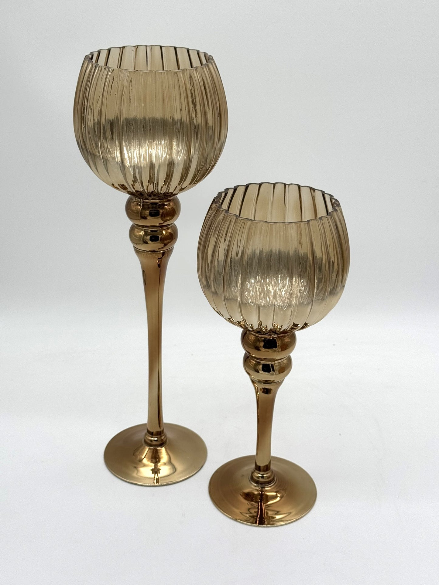 Glaskelch/Windlicht aus Glas gold 30 cm / 40 cm