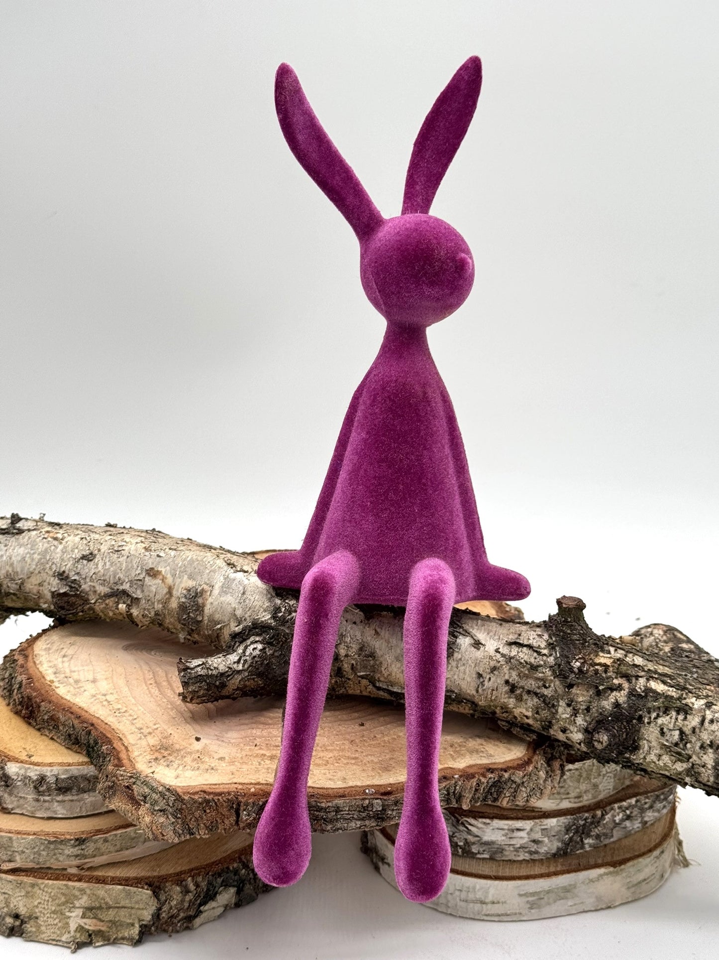 Kantenhocker Osterhase 36 cm beflockt sitzend 1 Stück