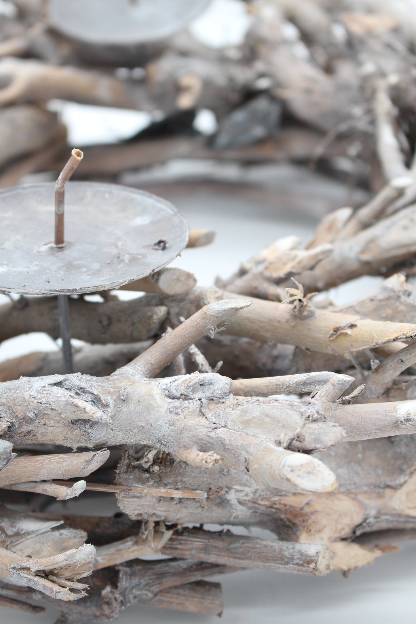 Kranz mit Kerzenhaltern Holz Natur hell 36 cm