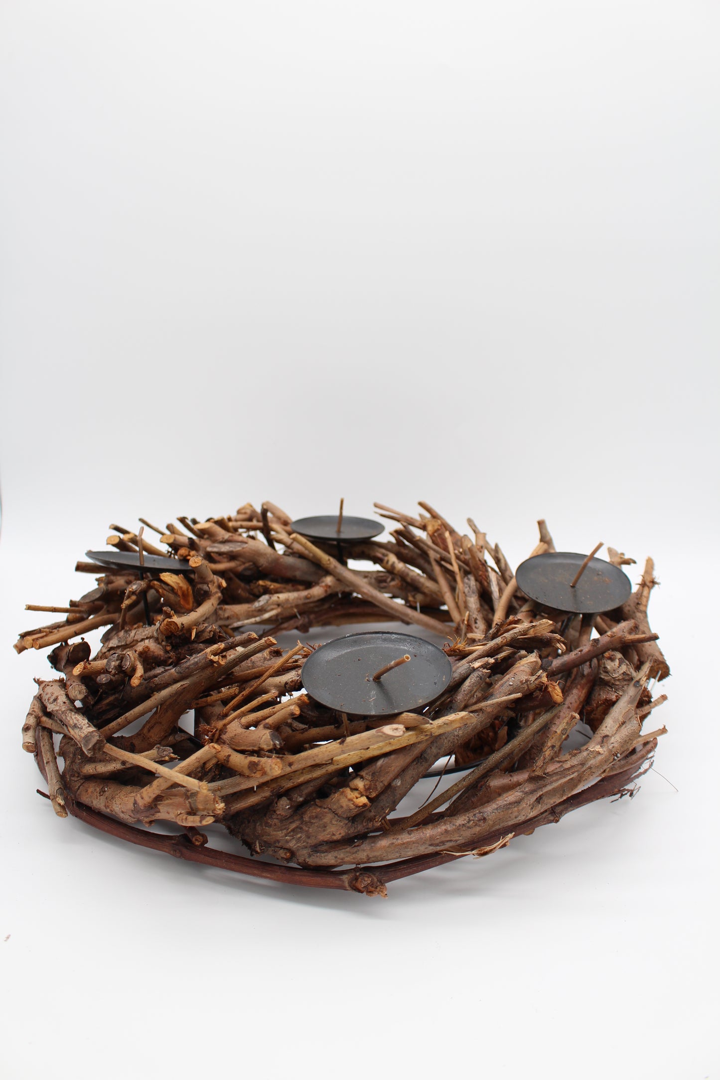 Kranz mit Kerzenhaltern Holz Natur braun 36 cm