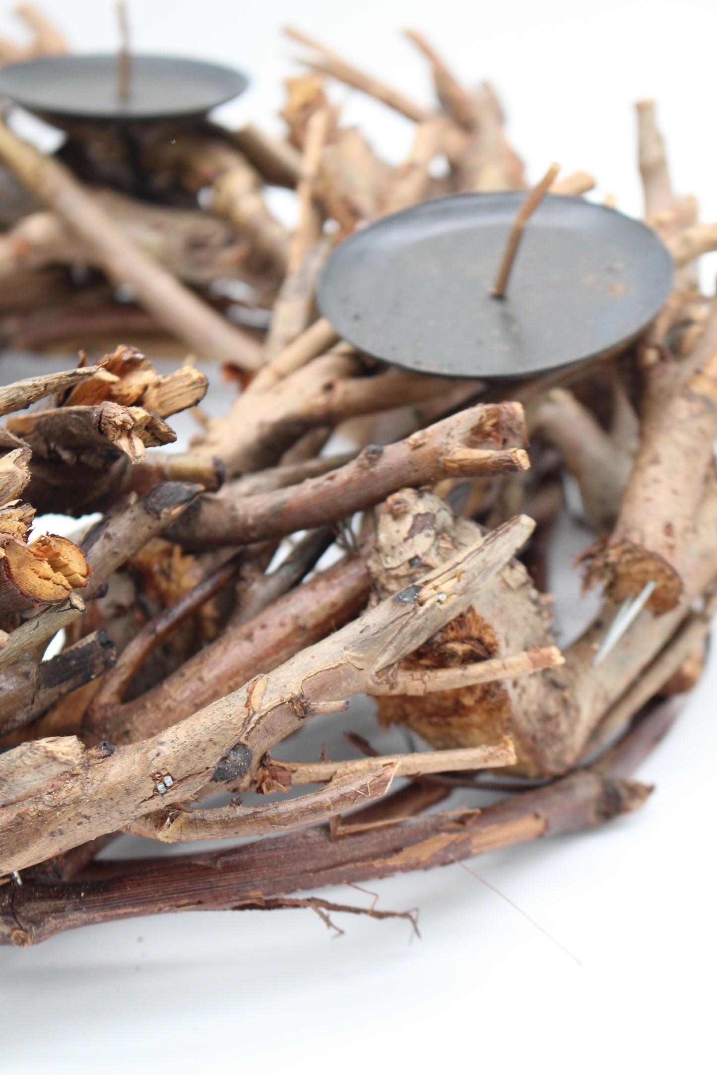 Kranz mit Kerzenhaltern Holz Natur braun 36 cm