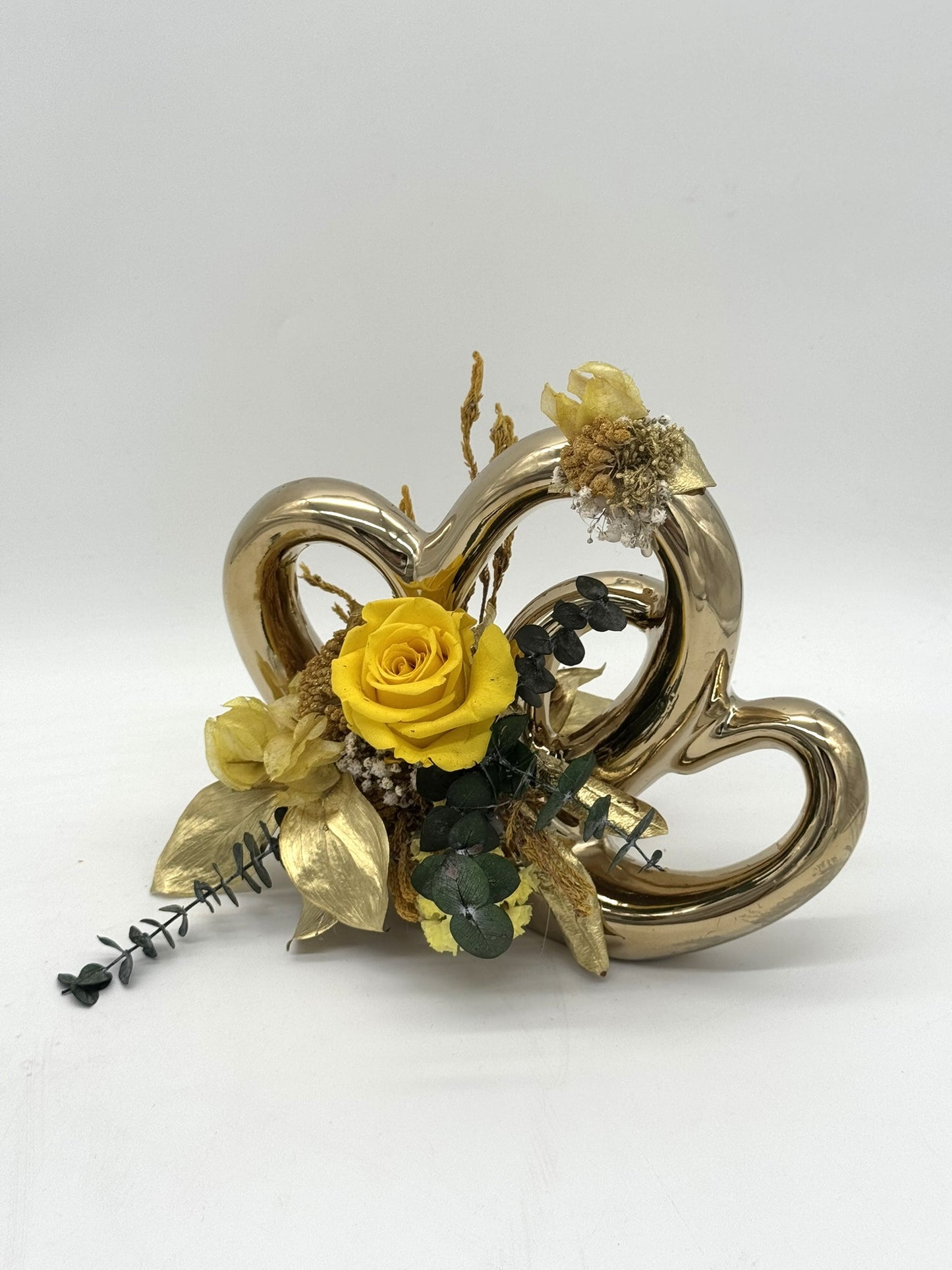Doppeltes Herz stehend gold gelb