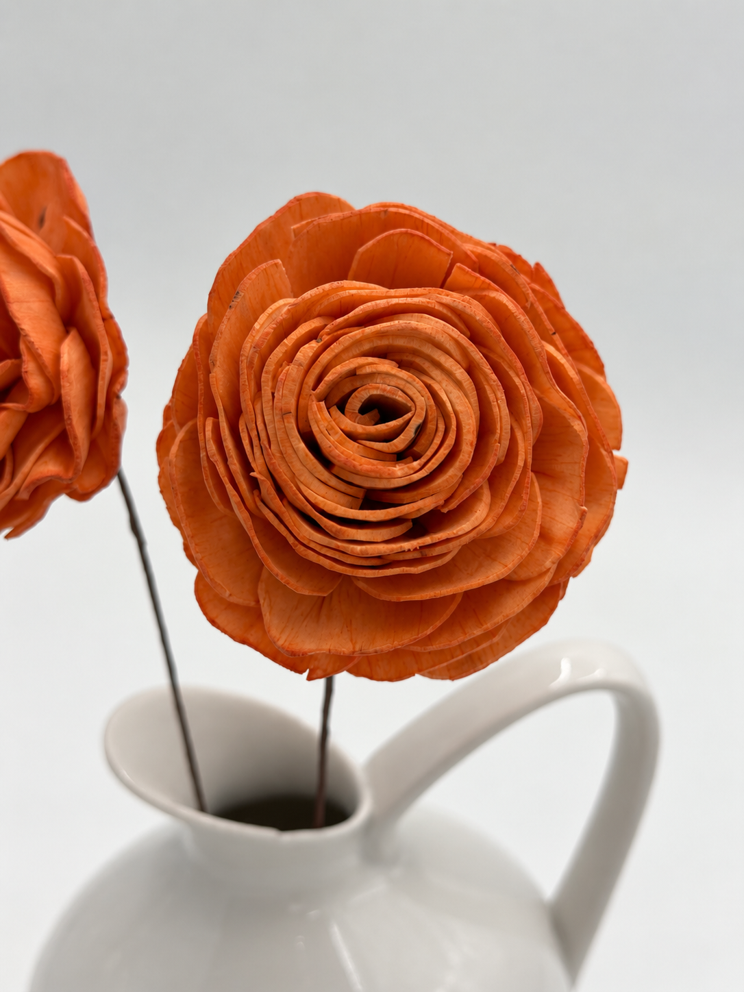 Blüte Rose Sola am Draht Orange 2 Stück