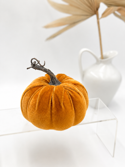 Deko-Kürbis Samt Ø 12 cm Herbstdekoration Orange
