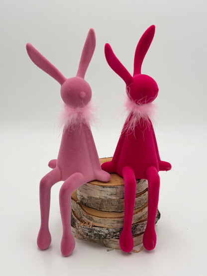 Kantenhocker Osterhase pink 36 cm beflockt sitzend 1 Stück
