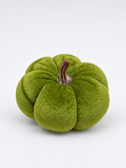 Kleiner Deko-Kürbis aus Samt 7 cm Mint, Grün & Dunkelgrün