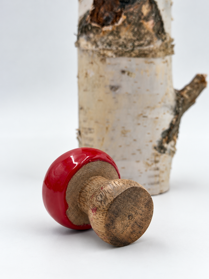 Mini Deko-Pilz aus Mangoholz Rot/Natur 5 cm