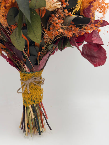 Trockenblumenstrauß „Herbstzauber“ - Orange, Bordeaux & Natur ca. 60 cm