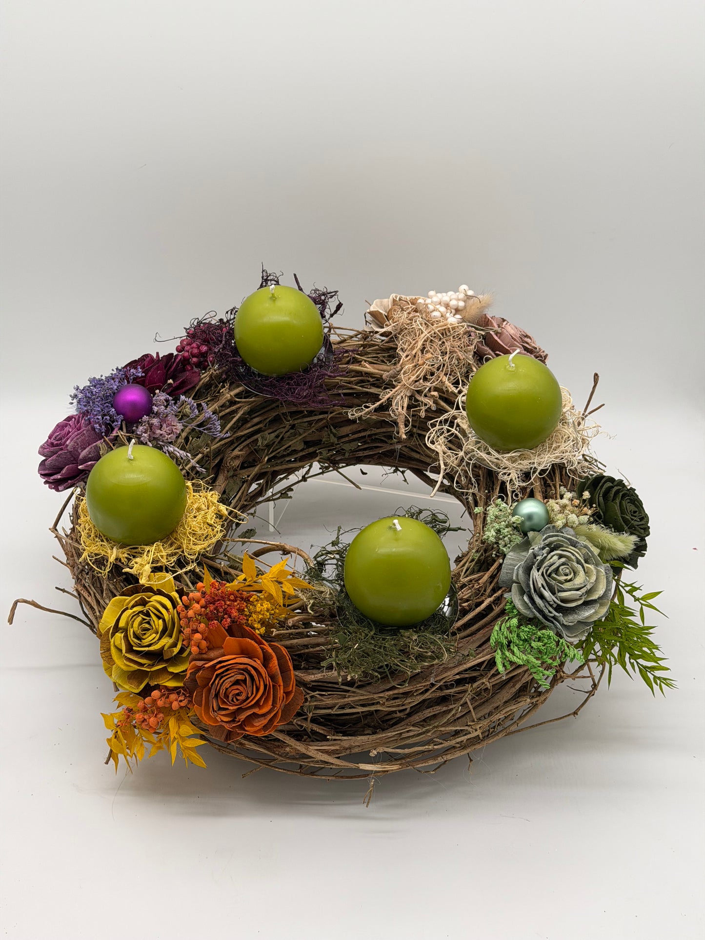 Adventskranz haltbar Weidekranz bunt 40 cm