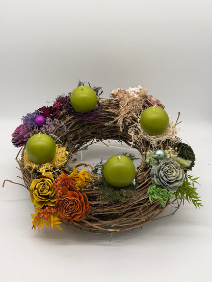 Adventskranz haltbar Weidekranz bunt 40 cm