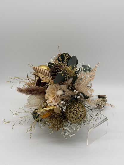 Advent Strauß Trockenblumen natur gold
