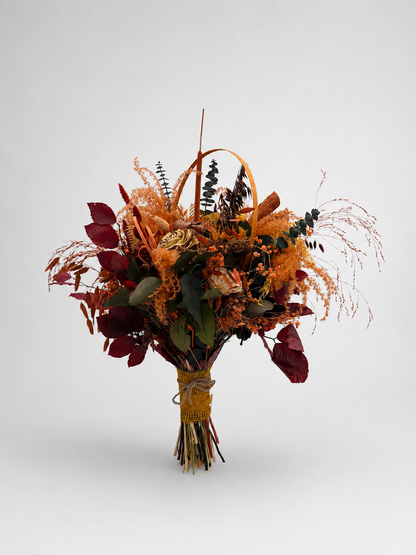 Trockenblumenstrauß „Herbstzauber“ - Orange, Bordeaux & Natur ca. 60 cm