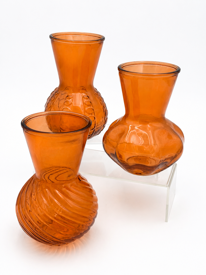 Dekorative Vase aus Glas orange in verschiedenen Formen 18 cm