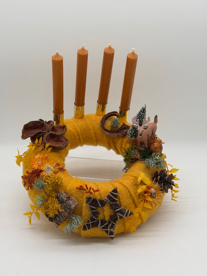 Adventskranz haltbar Senfgelb 30 cm