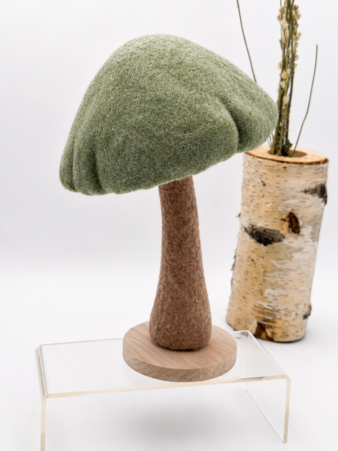 Deko-Pilz mit Filzhut & Holzfuß 26 cm x 16 cm verschiedene Farben