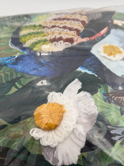 Mars & More Dekokissen Vogel Pfau dunkeblau dunkelgrün