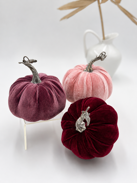 Deko-Kürbis Samt Ø 12 cm Herbstdekoration Beere Rosa