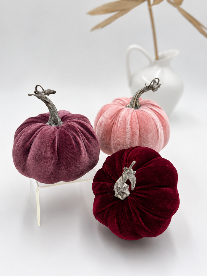 Deko-Kürbis Samt Ø 12 cm Herbstdekoration Beere Rosa