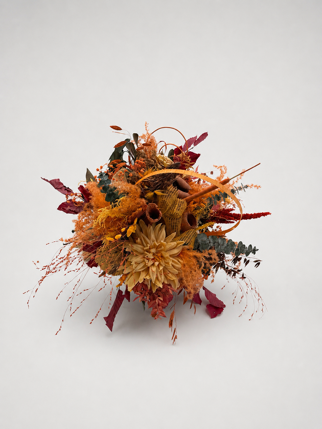 Trockenblumenstrauß „Herbstzauber“ - Orange, Bordeaux & Natur ca. 60 cm