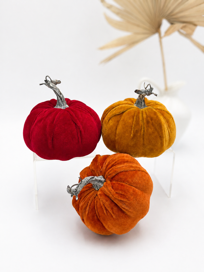 Deko-Kürbis Samt Ø 12 cm Herbstdekoration Orange