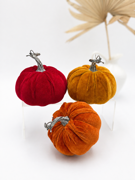 Deko-Kürbis Samt Ø 12 cm Herbstdekoration Orange