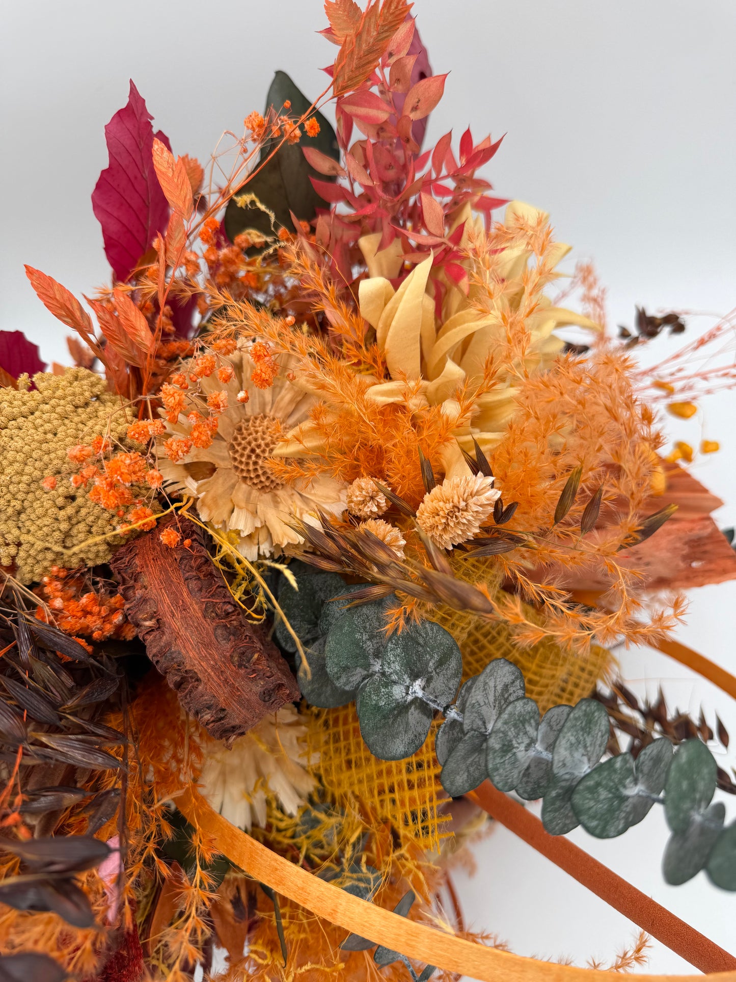 Trockenblumenstrauß „Herbstzauber“ - Orange, Bordeaux & Natur ca. 60 cm