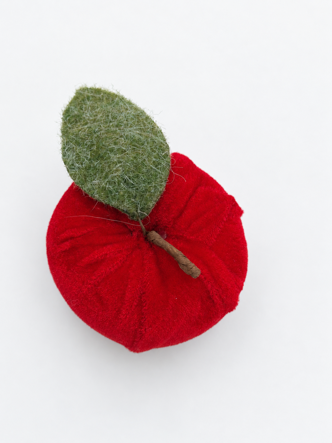 Deko-Apfel aus Samt mit Filzblatt Rot 6 cm Obst Herbstdeko