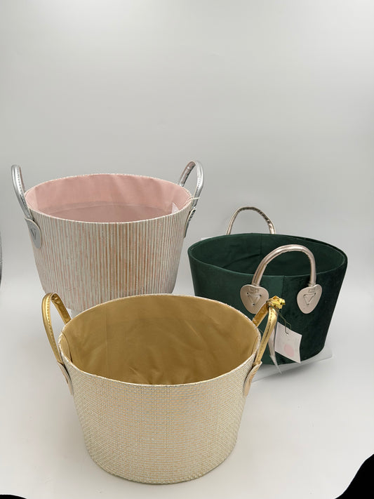 Stoff Aufbewahrungskorb glänzend mit Henkel 27 cm D