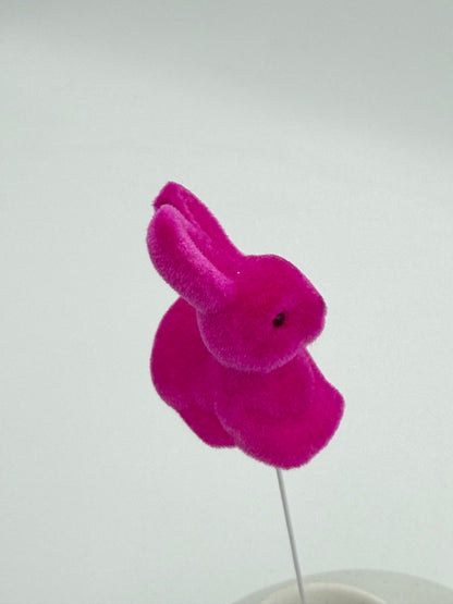 Dekostecker Hase bunt beflockt am Draht 1 Stück