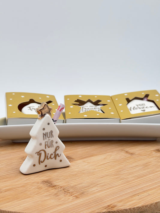 Porzellan Geldgeschenk weihnachtlich klein