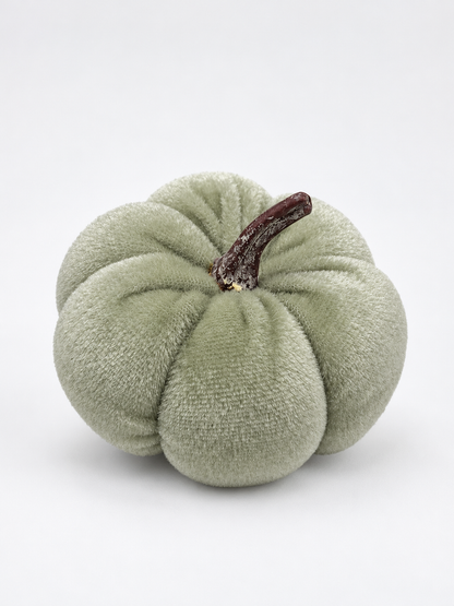 Kleiner Deko-Kürbis aus Samt 7 cm Mint, Grün & Dunkelgrün