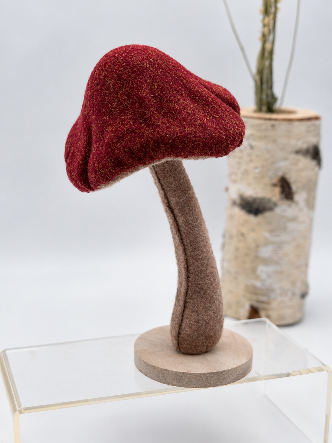 Deko-Pilz mit Filzhut & Holzfuß 21 cm x 11 cm verschiedene Farben