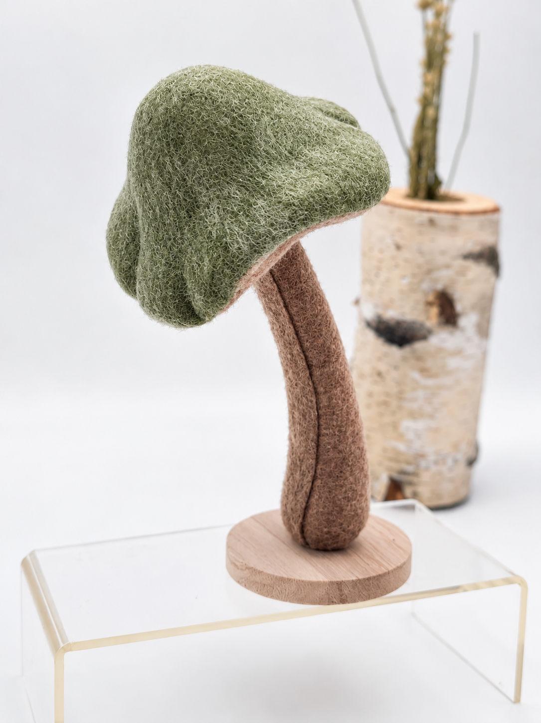 Deko-Pilz mit Filzhut & Holzfuß 21 cm x 11 cm verschiedene Farben