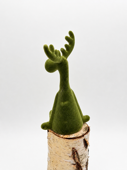 Kantenhocker Deko Elch sitzend Grün beflockt ca. 35 cm 1 Stück