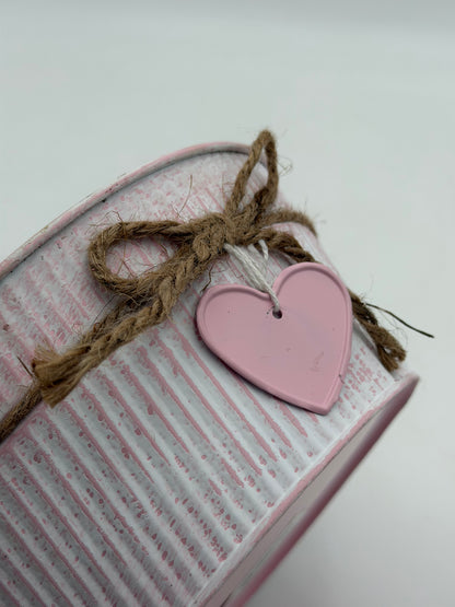 Dekoschale rosa mit Herzanhänger 21 cm 1 Stück