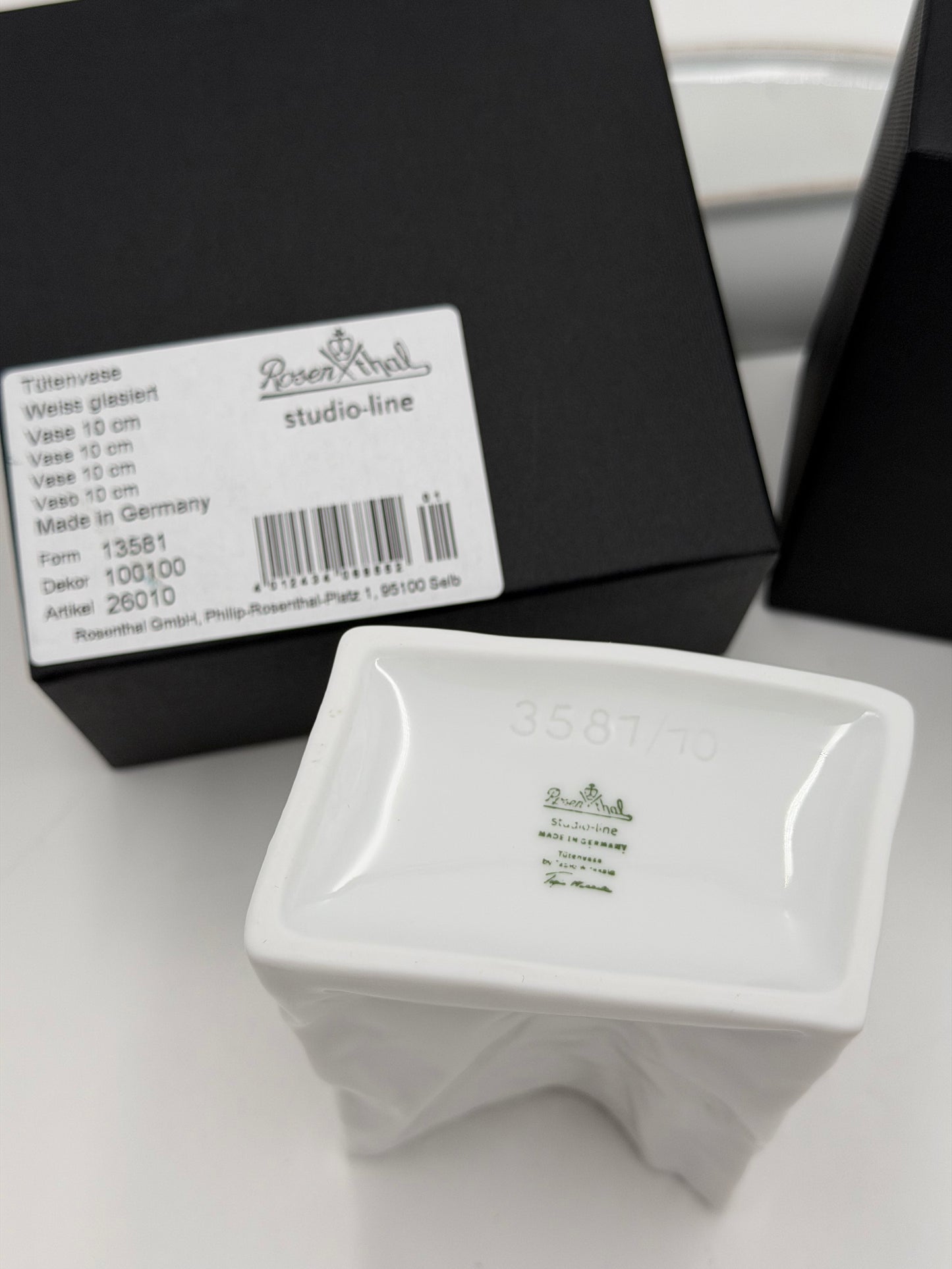 Rosenthal Studio Line Porzellan Tütenvase weiß glasiert im Geschenkkarton 3 Größen