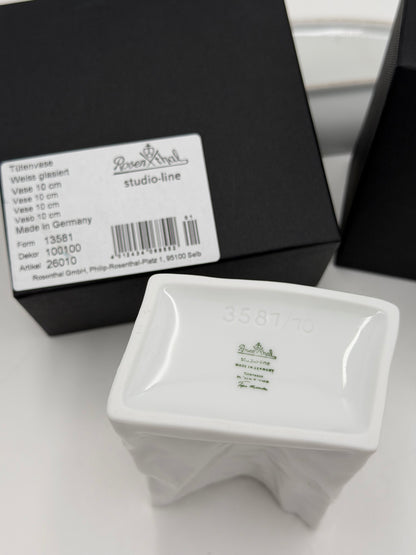 Rosenthal Studio Line Porzellan Tütenvase weiß glasiert im Geschenkkarton 3 Größen