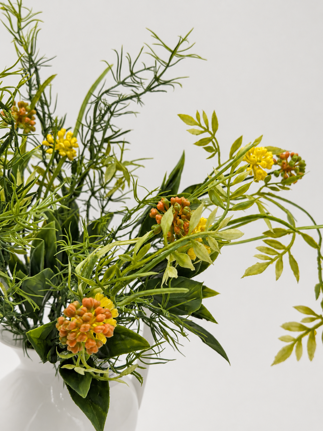 Künstlicher Blätterbusch mit Blüten 35 cm Grün-Gelb