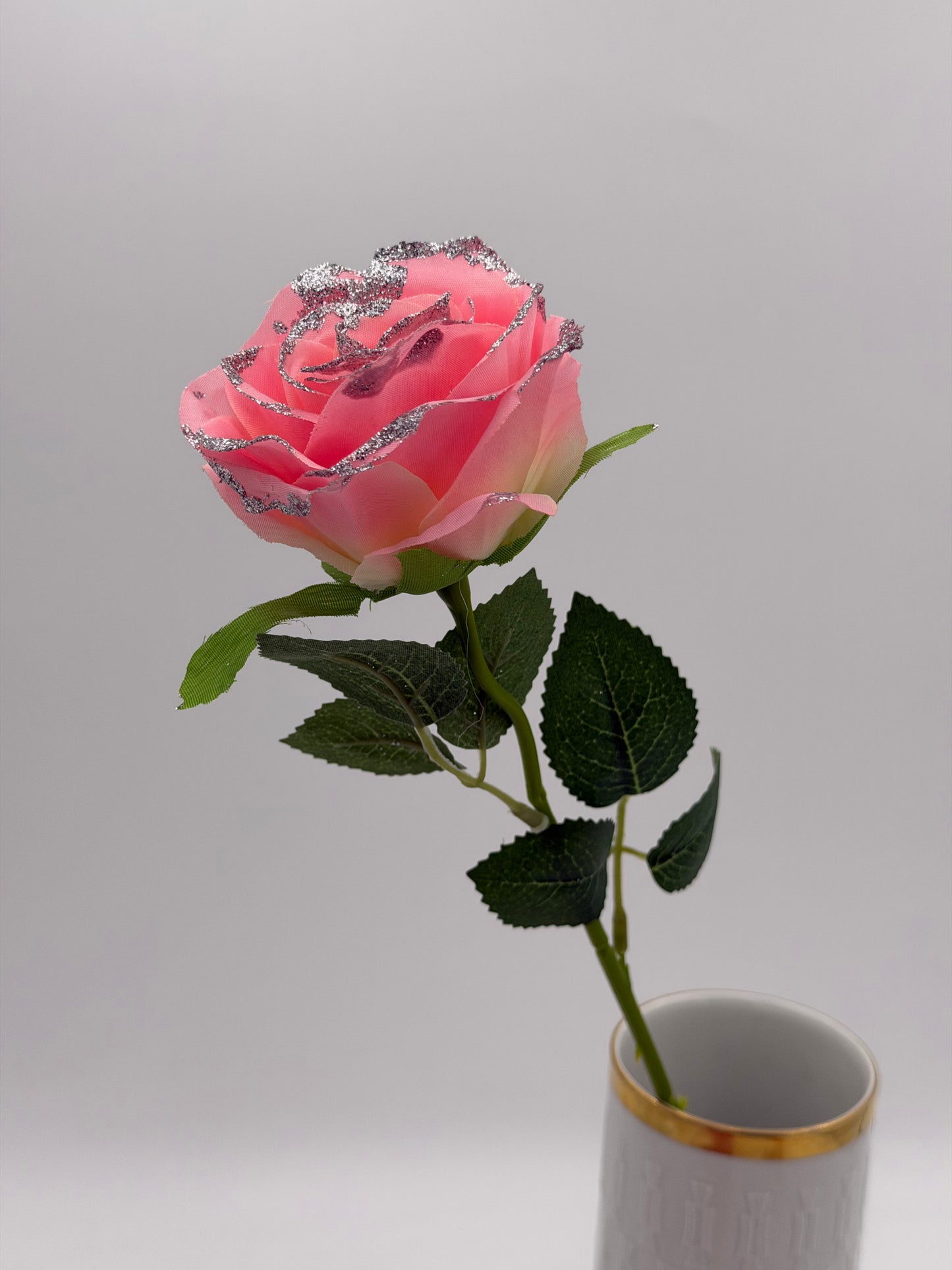 Rose mit Glitzer 48 cm 1 Stück