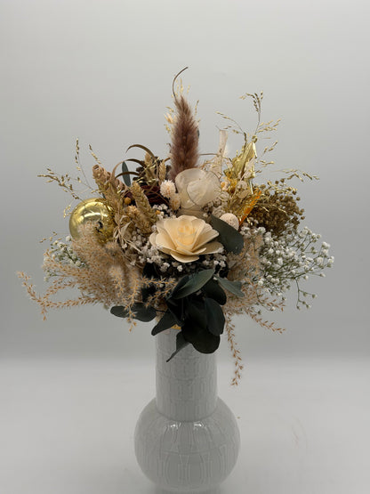 Advent Strauß Trockenblumen natur gold
