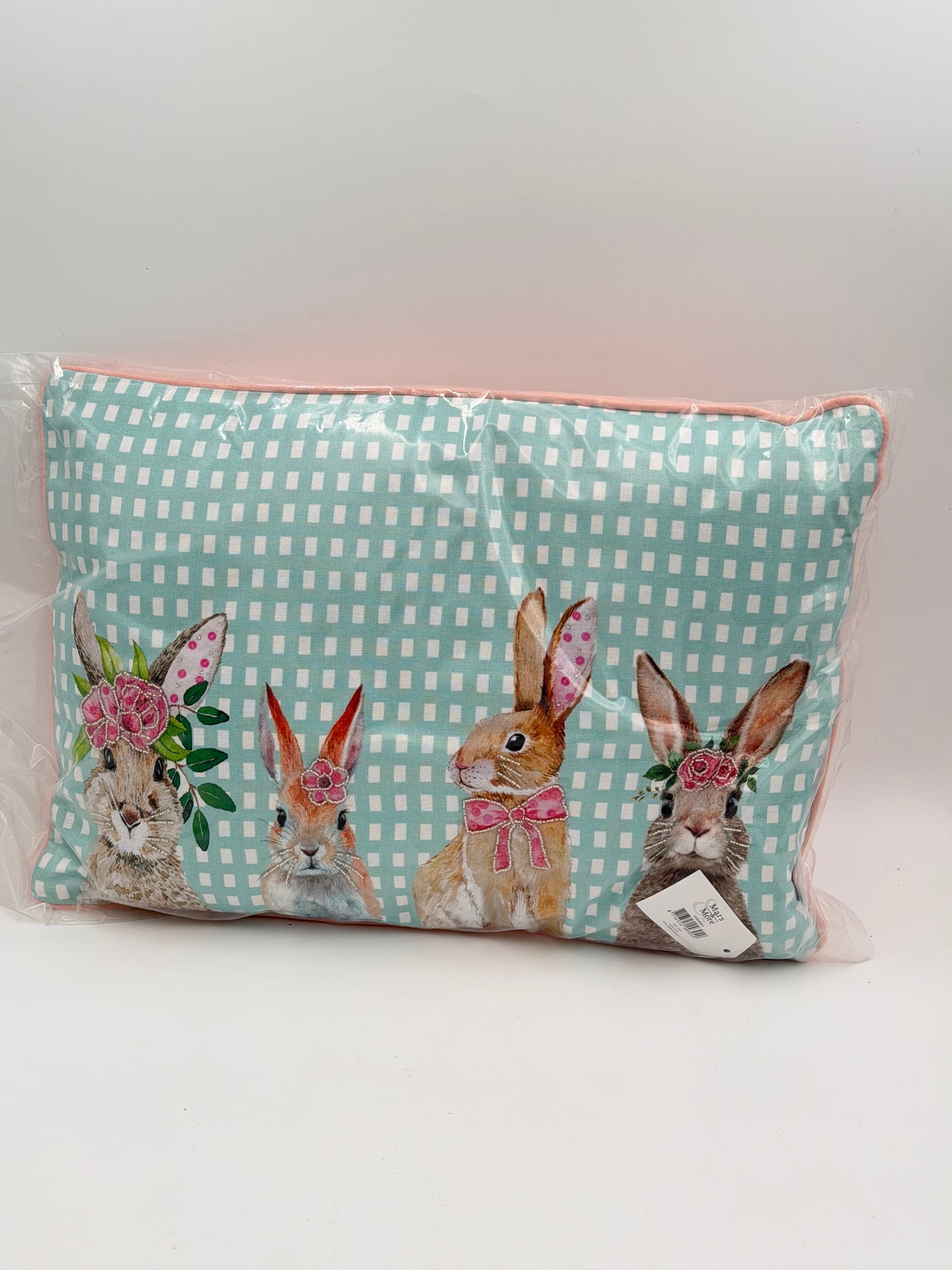 Mars & More Dekokissen 4 Osterhasen Pailletten blau rosa